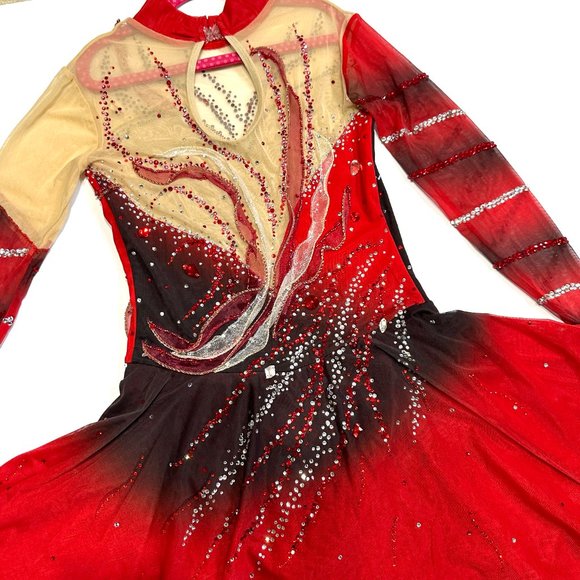 Used once Figure Skating Dress Size 12 (7~10T) with Hair Scrunchies 130~140cm - Picture 4 of 12